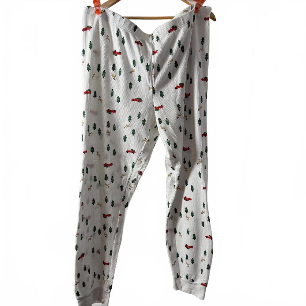 Men's Christmas thermal‎ Pajamas. Adult Carters.  XXL.  Holiday. Tree/Red Truck.